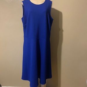 #17 Vince Camuto 1X blue textured dress stretchy back zipper